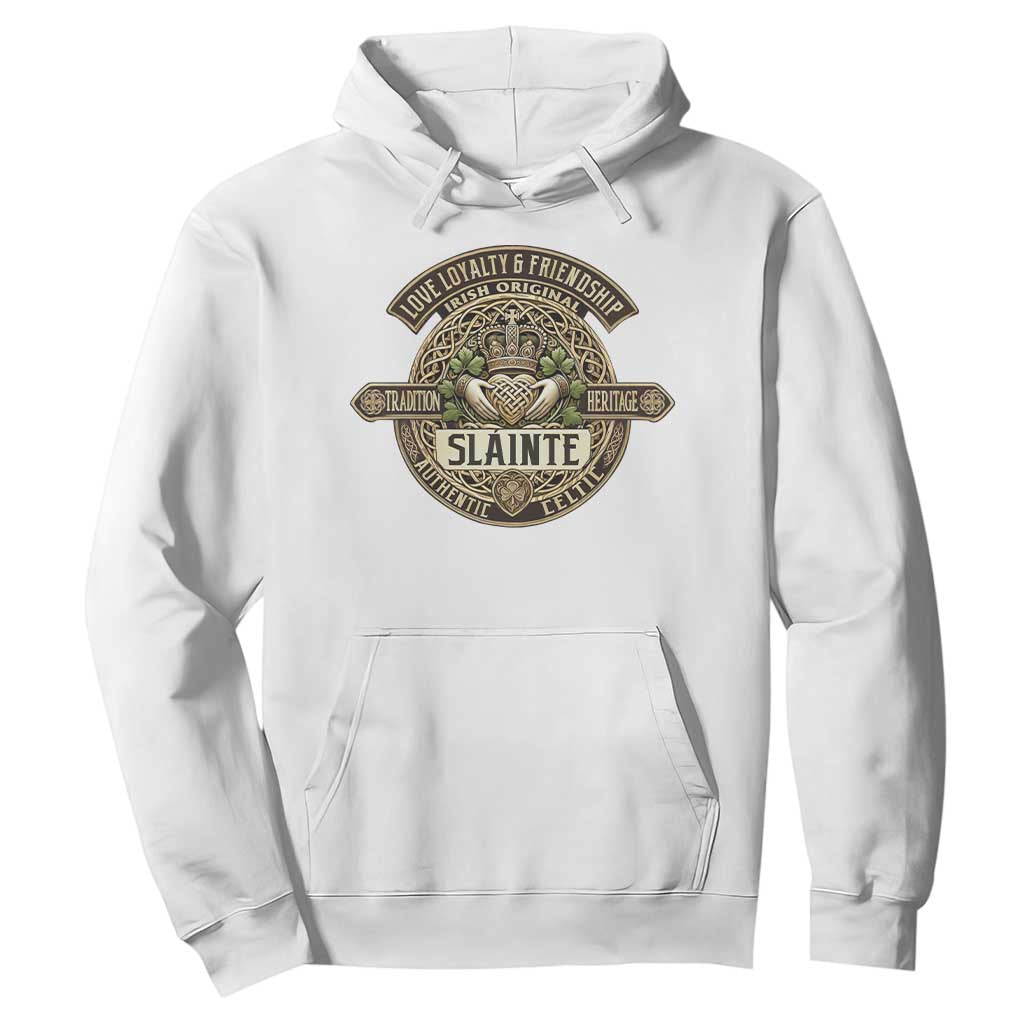Celtic Claddagh Hoodie Slainte Love Loyalty Friendship Vintage TS09 White Print Your Wear