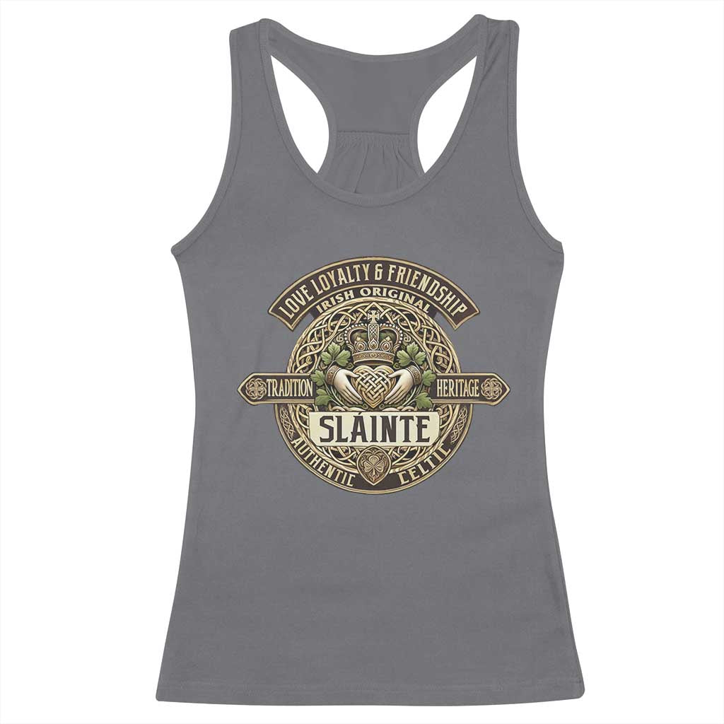 Celtic Claddagh Racerback Tank Top Slainte Love Loyalty Friendship Vintage TS09 Charcoal Print Your Wear