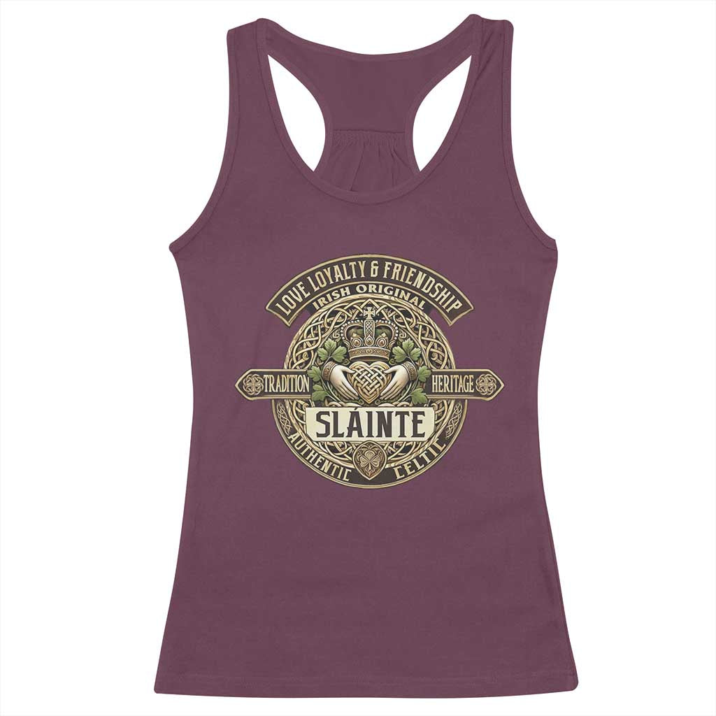 Celtic Claddagh Racerback Tank Top Slainte Love Loyalty Friendship Vintage TS09 Maroon Print Your Wear