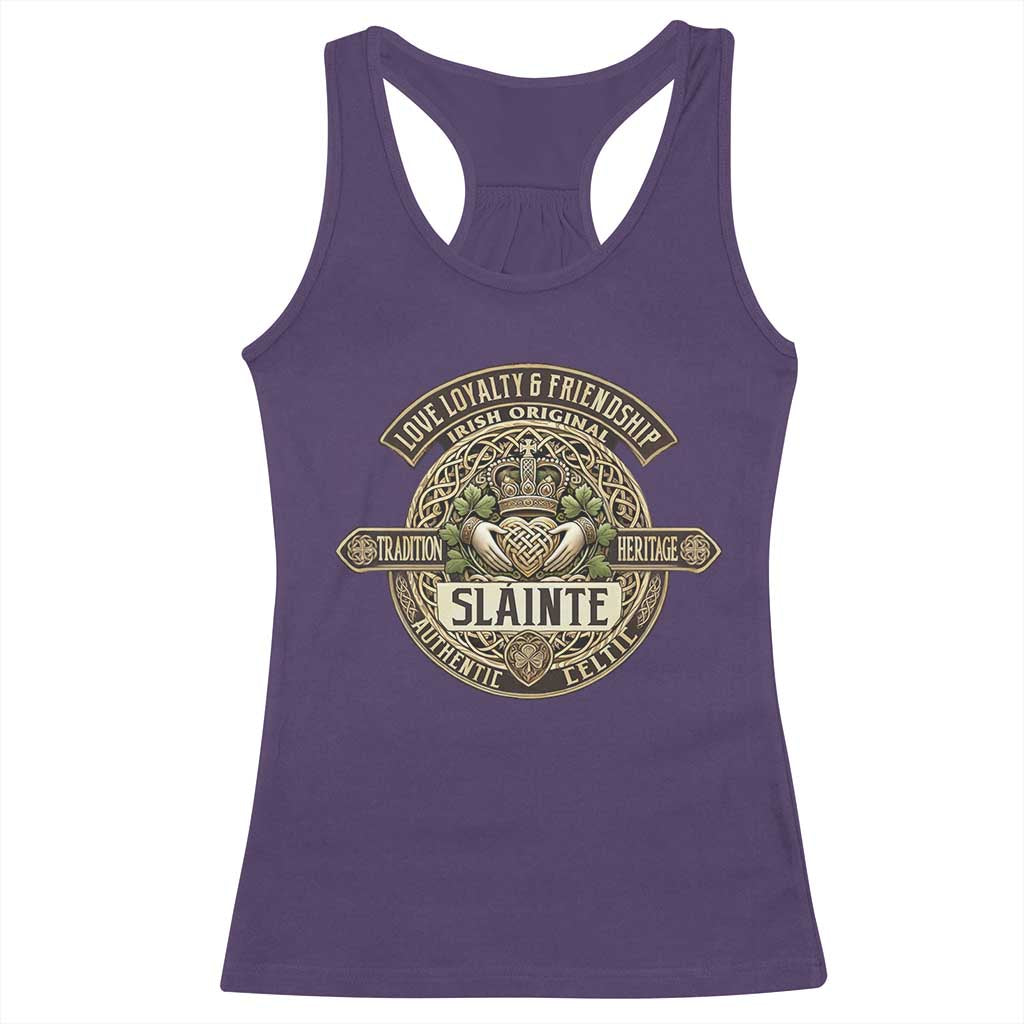 Celtic Claddagh Racerback Tank Top Slainte Love Loyalty Friendship Vintage TS09 Purple Print Your Wear