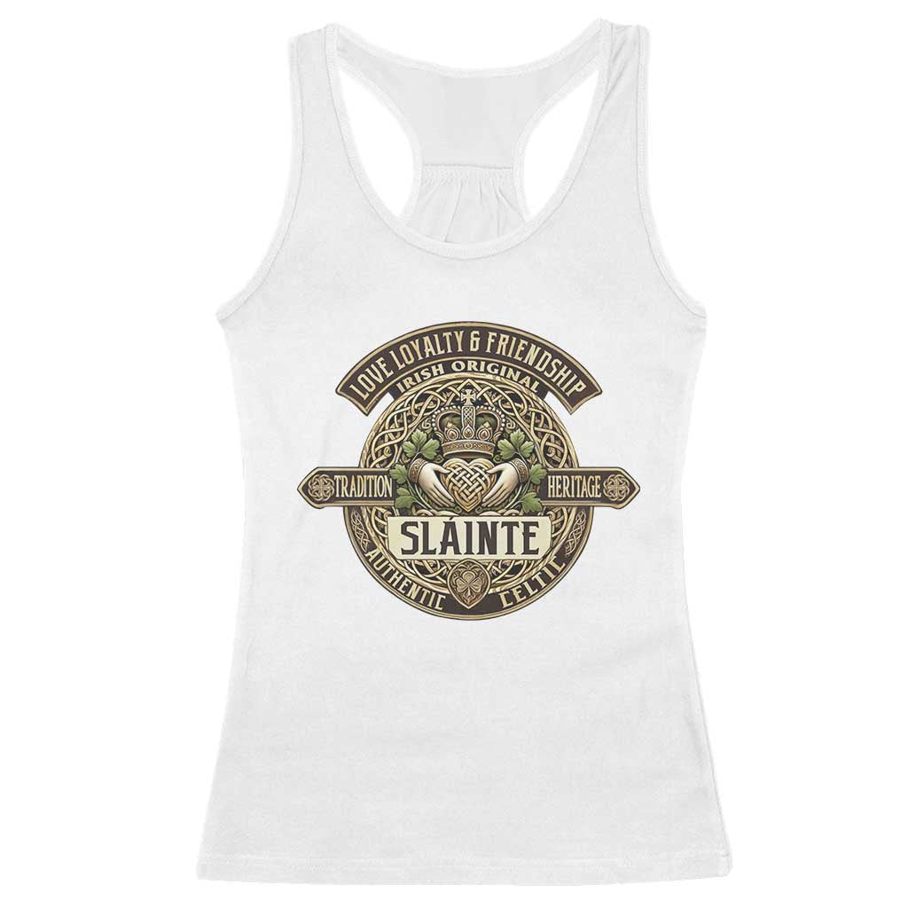 Celtic Claddagh Racerback Tank Top Slainte Love Loyalty Friendship Vintage TS09 White Print Your Wear
