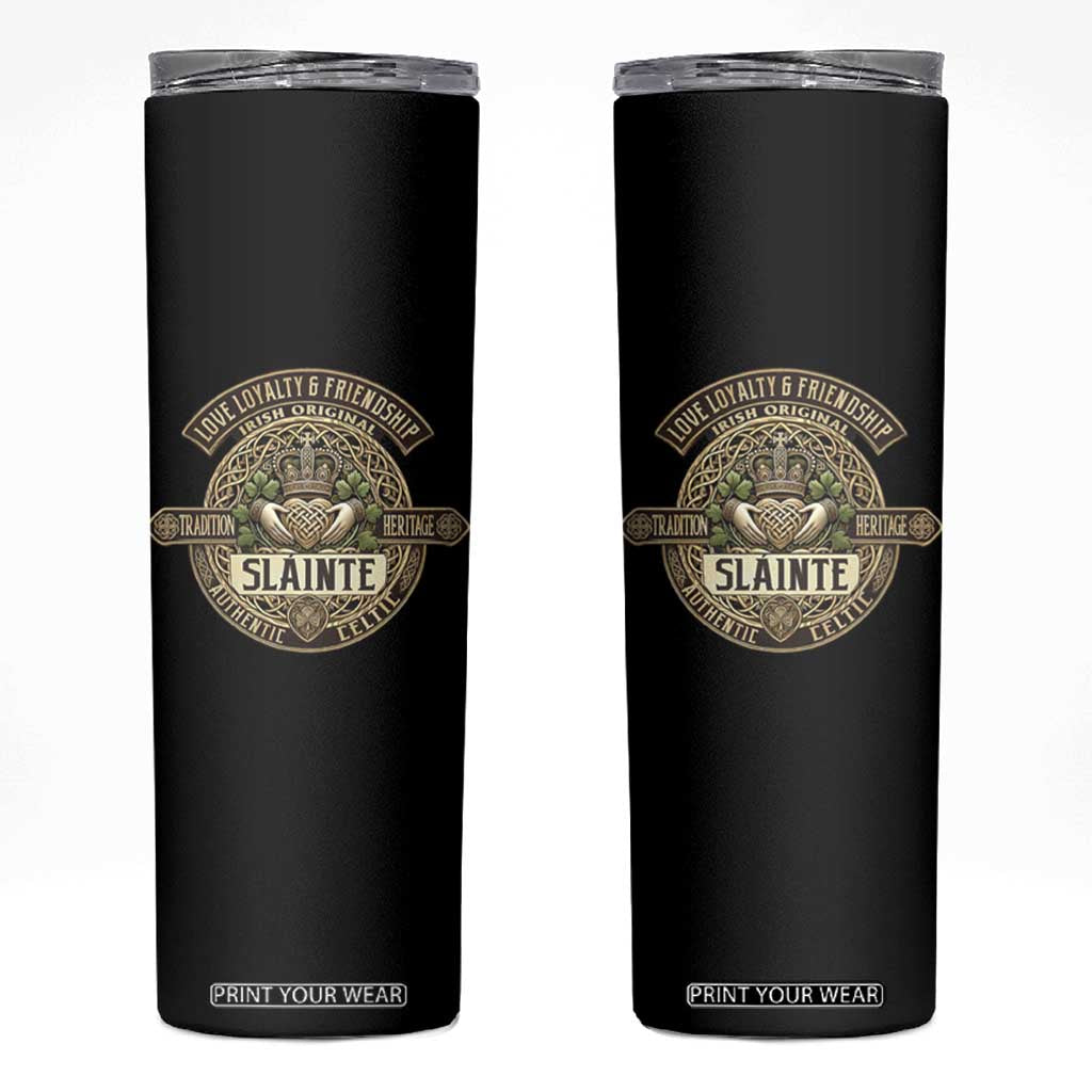 Celtic Claddagh Skinny Tumbler Slainte Love Loyalty Friendship Vintage TS09 Black Print Your Wear