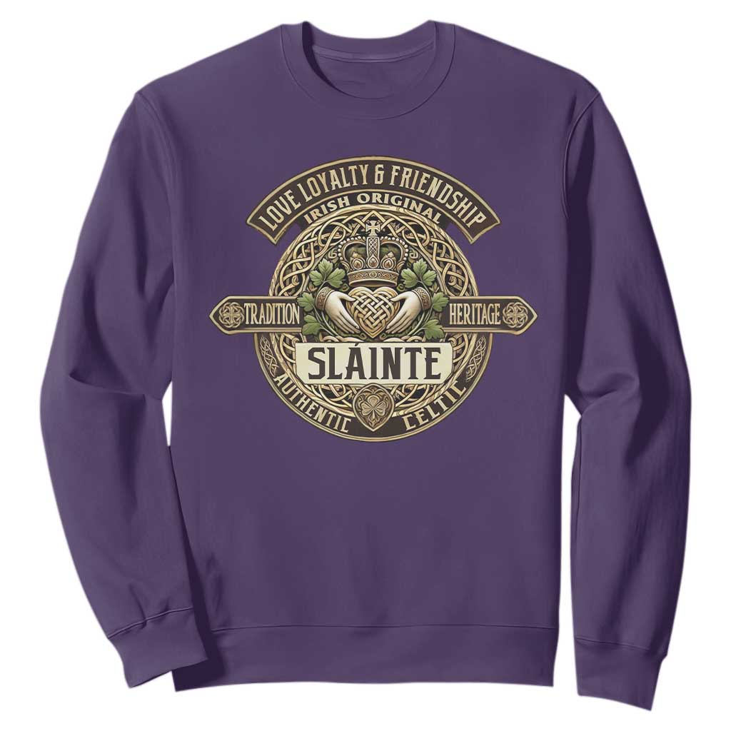 Celtic Claddagh Sweatshirt Slainte Love Loyalty Friendship Vintage TS09 Purple Print Your Wear