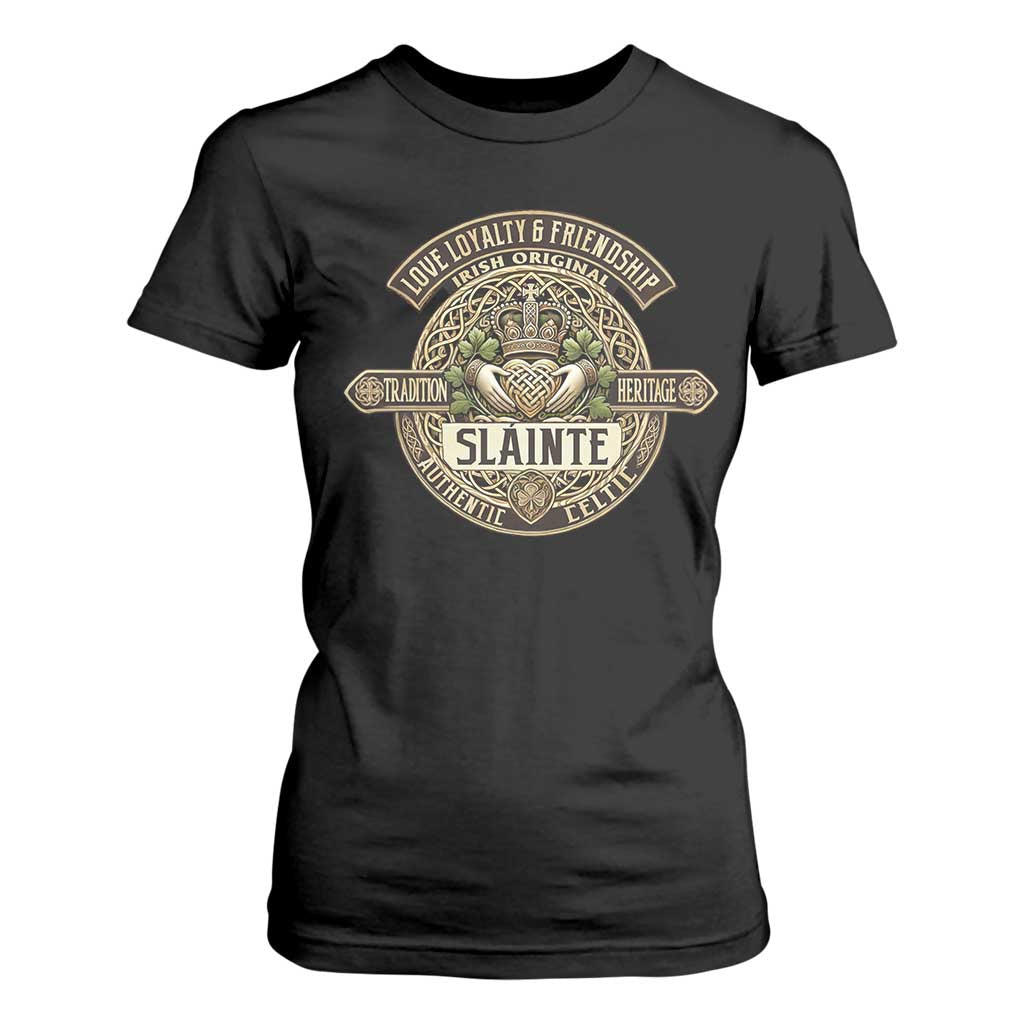 Celtic Claddagh T Shirt For Women Slainte Love Loyalty Friendship Vintage TS09 Black Print Your Wear
