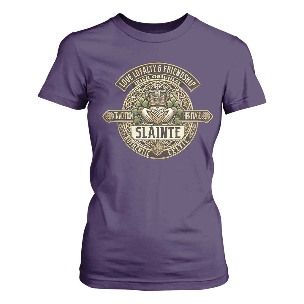 Celtic Claddagh T Shirt For Women Slainte Love Loyalty Friendship Vintage TS09 Purple Print Your Wear