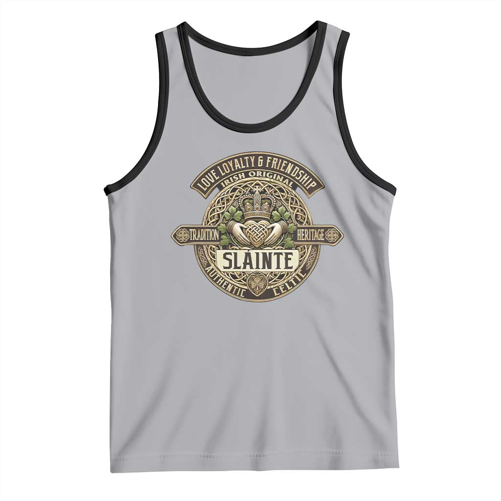 Celtic Claddagh Tank Top Slainte Love Loyalty Friendship Vintage TS09 Athletic Heather Black Print Your Wear