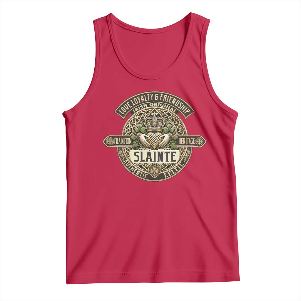 Celtic Claddagh Tank Top Slainte Love Loyalty Friendship Vintage TS09 Red Print Your Wear