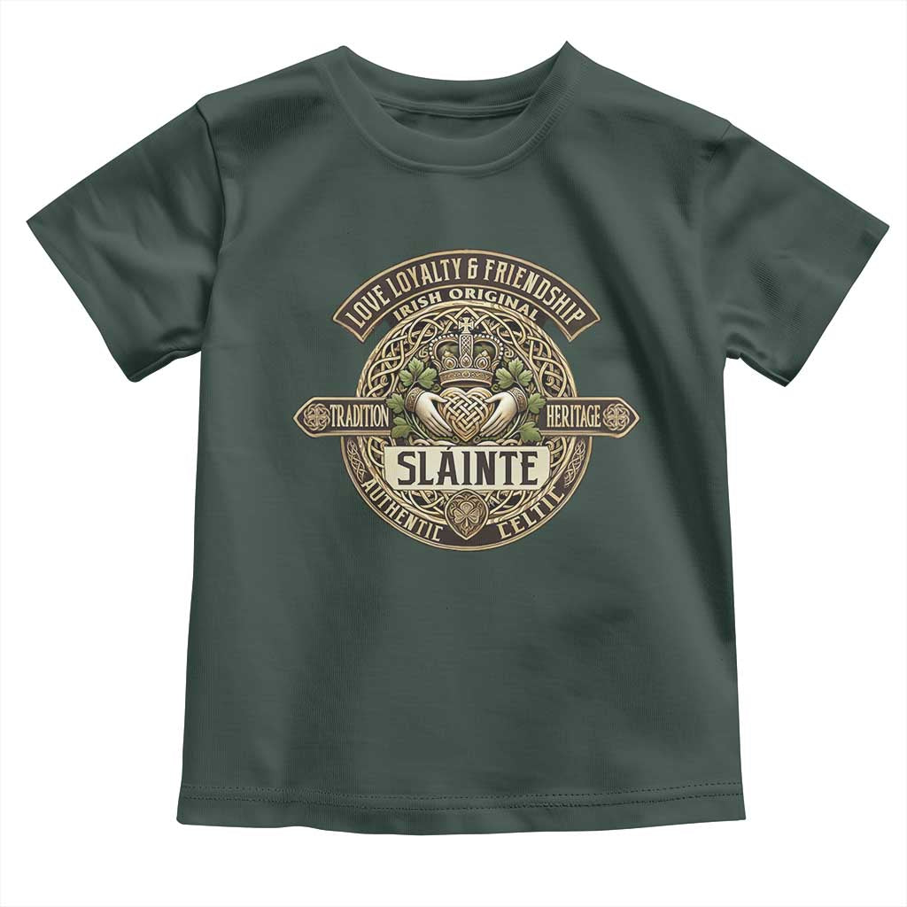 Celtic Claddagh Toddler T Shirt Slainte Love Loyalty Friendship Vintage TS09 Dark Forest Green Print Your Wear