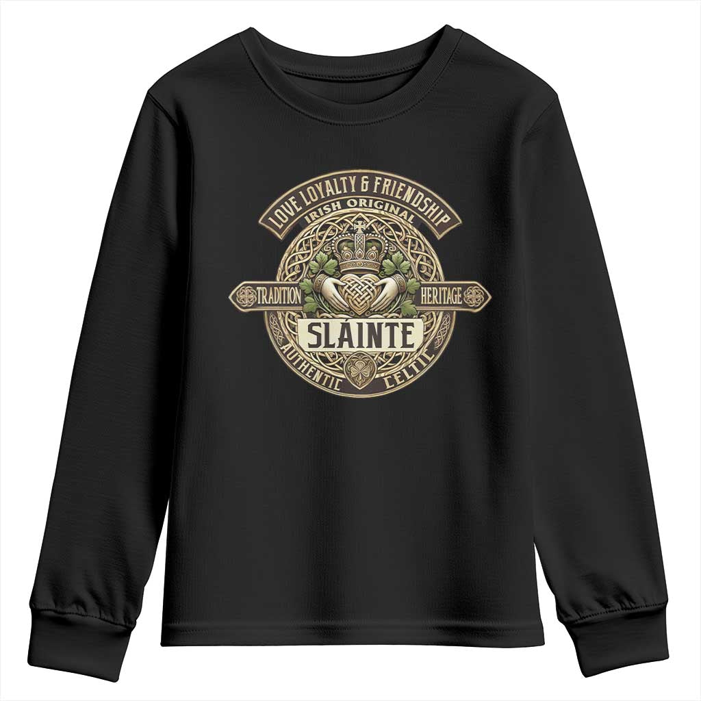 Celtic Claddagh Youth Sweatshirt Slainte Love Loyalty Friendship Vintage TS09 Black Print Your Wear