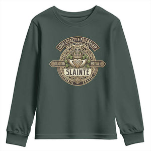 Celtic Claddagh Youth Sweatshirt Slainte Love Loyalty Friendship Vintage TS09 Dark Forest Green Print Your Wear