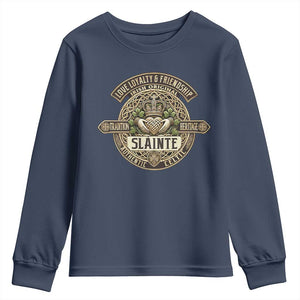 Celtic Claddagh Youth Sweatshirt Slainte Love Loyalty Friendship Vintage TS09 Navy Print Your Wear