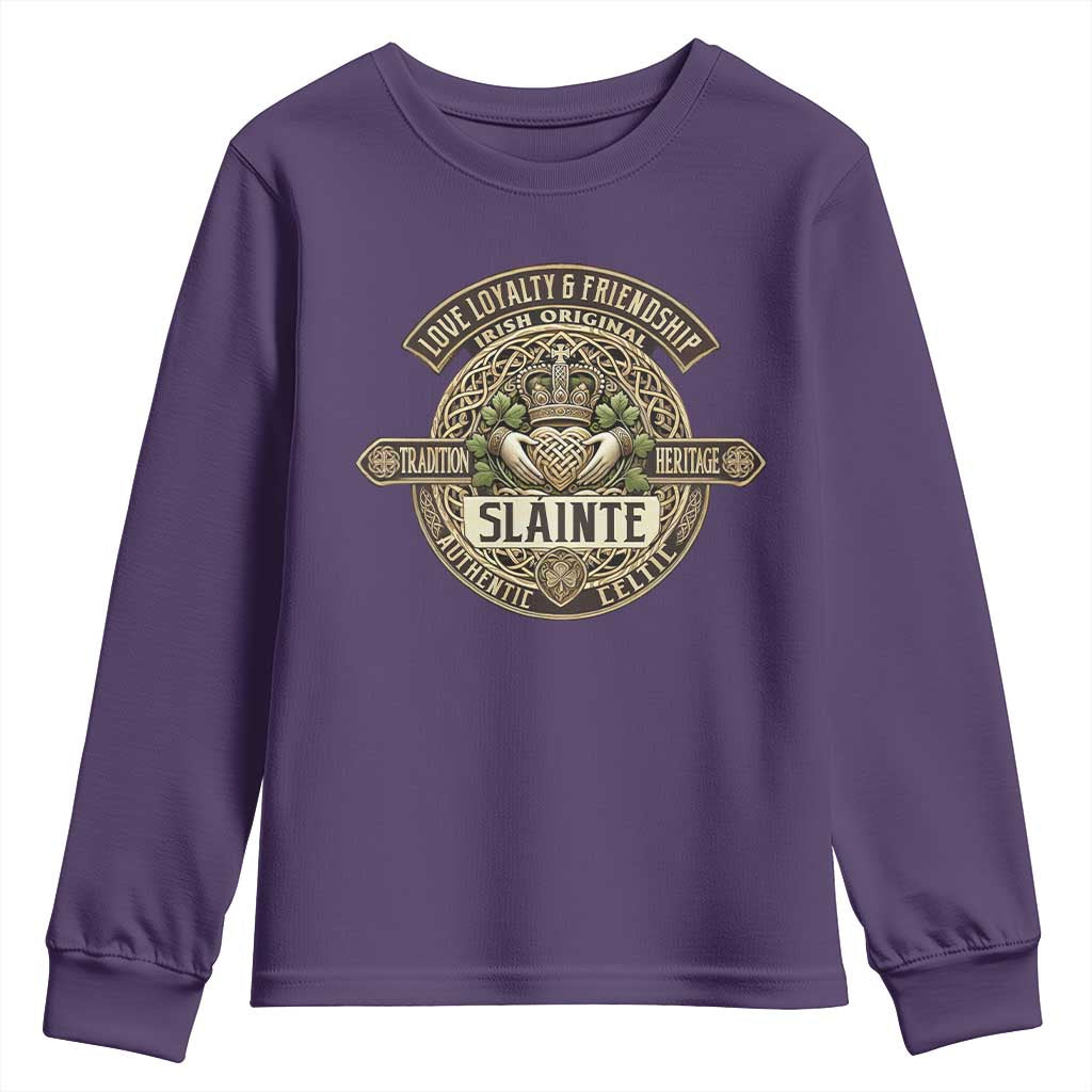 Celtic Claddagh Youth Sweatshirt Slainte Love Loyalty Friendship Vintage TS09 Purple Print Your Wear
