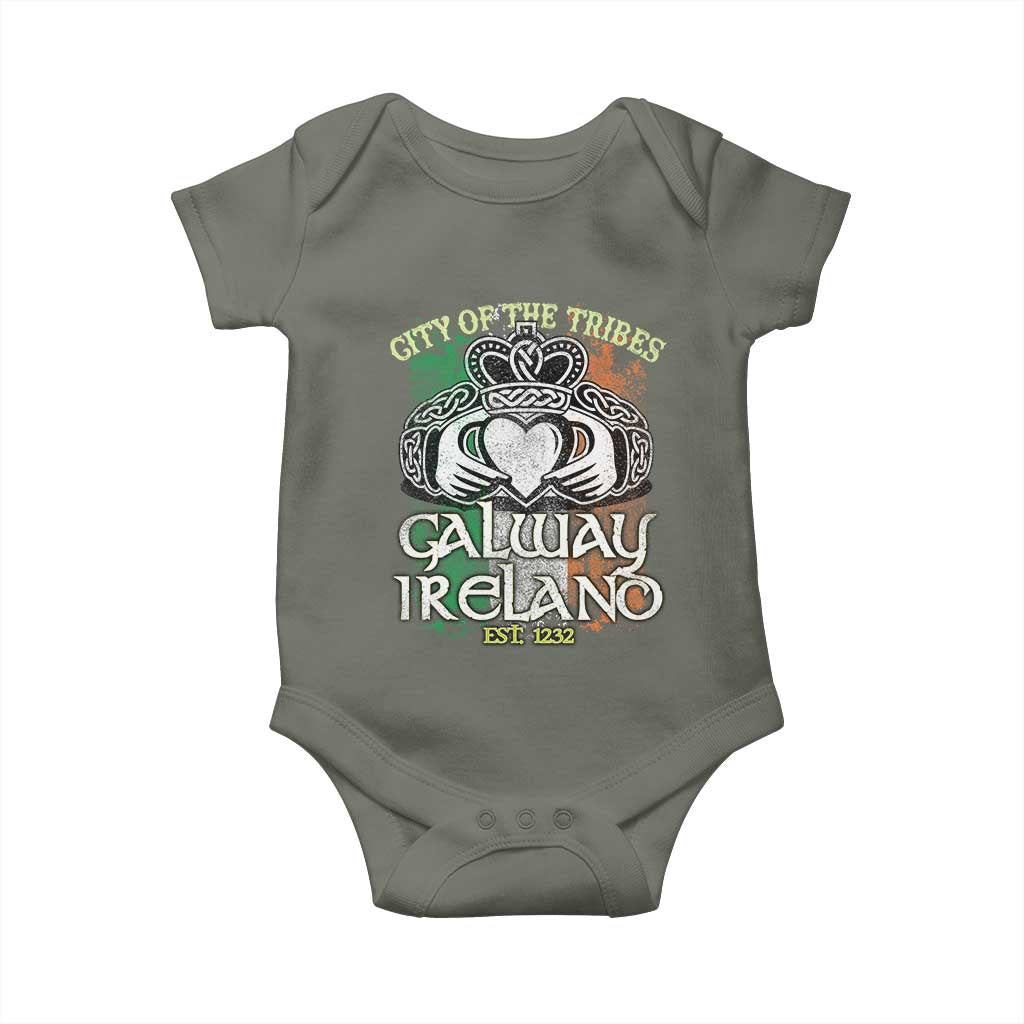 Galway Ireland Baby Onesie City Of The Tribes Est 1232 TS09 Military Green Print Your Wear