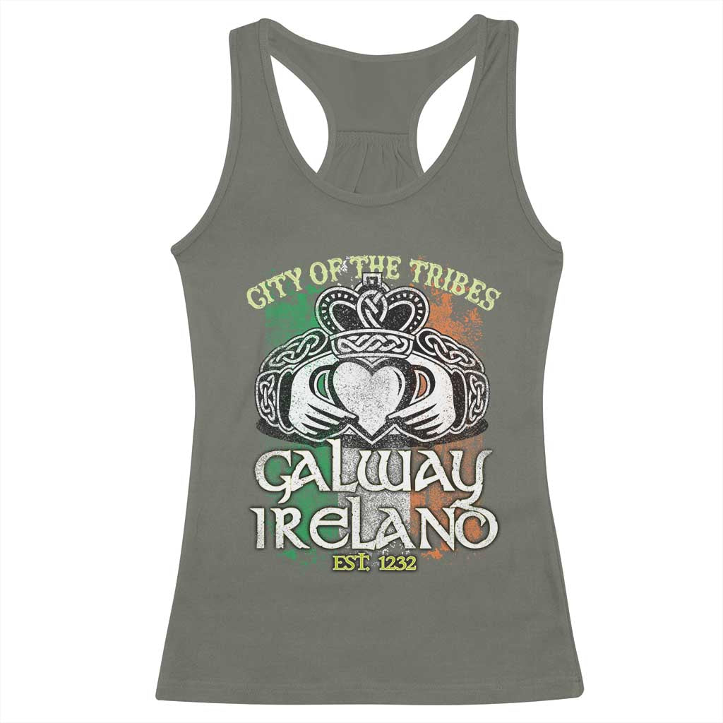 Galway Ireland Racerback Tank Top City Of The Tribes Est 1232 TS09 Military Green Print Your Wear