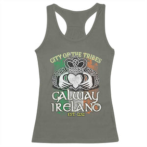 Galway Ireland Racerback Tank Top City Of The Tribes Est 1232 TS09 Military Green Print Your Wear