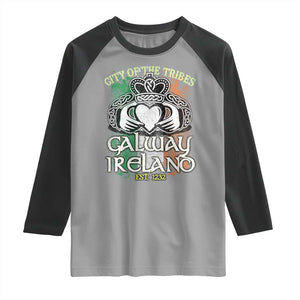 Galway Ireland Raglan Shirt City Of The Tribes Est 1232 TS09 Sport Gray Black Print Your Wear