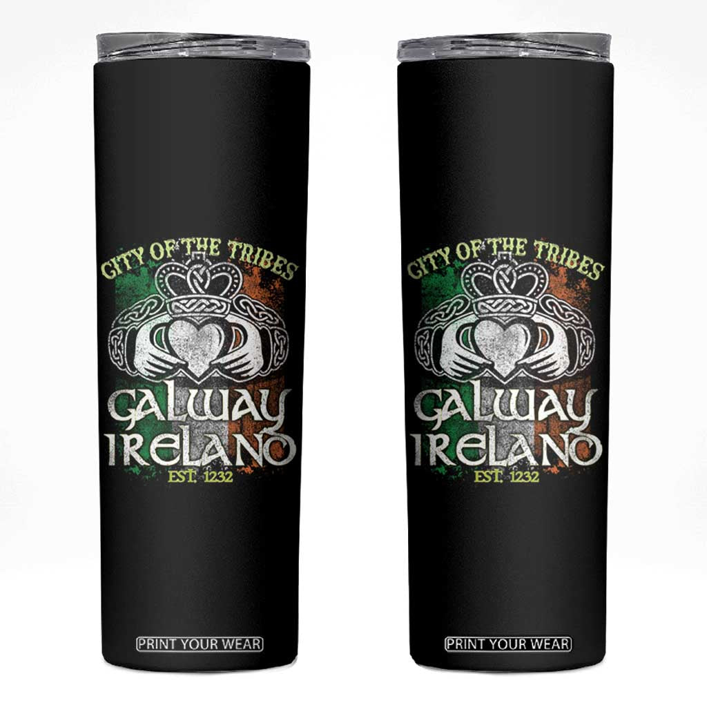 Galway Ireland Skinny Tumbler City Of The Tribes Est 1232 TS09 Black Print Your Wear