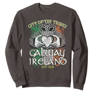 Galway Ireland Sweatshirt City Of The Tribes Est 1232 TS09 Dark Chocolate Print Your Wear