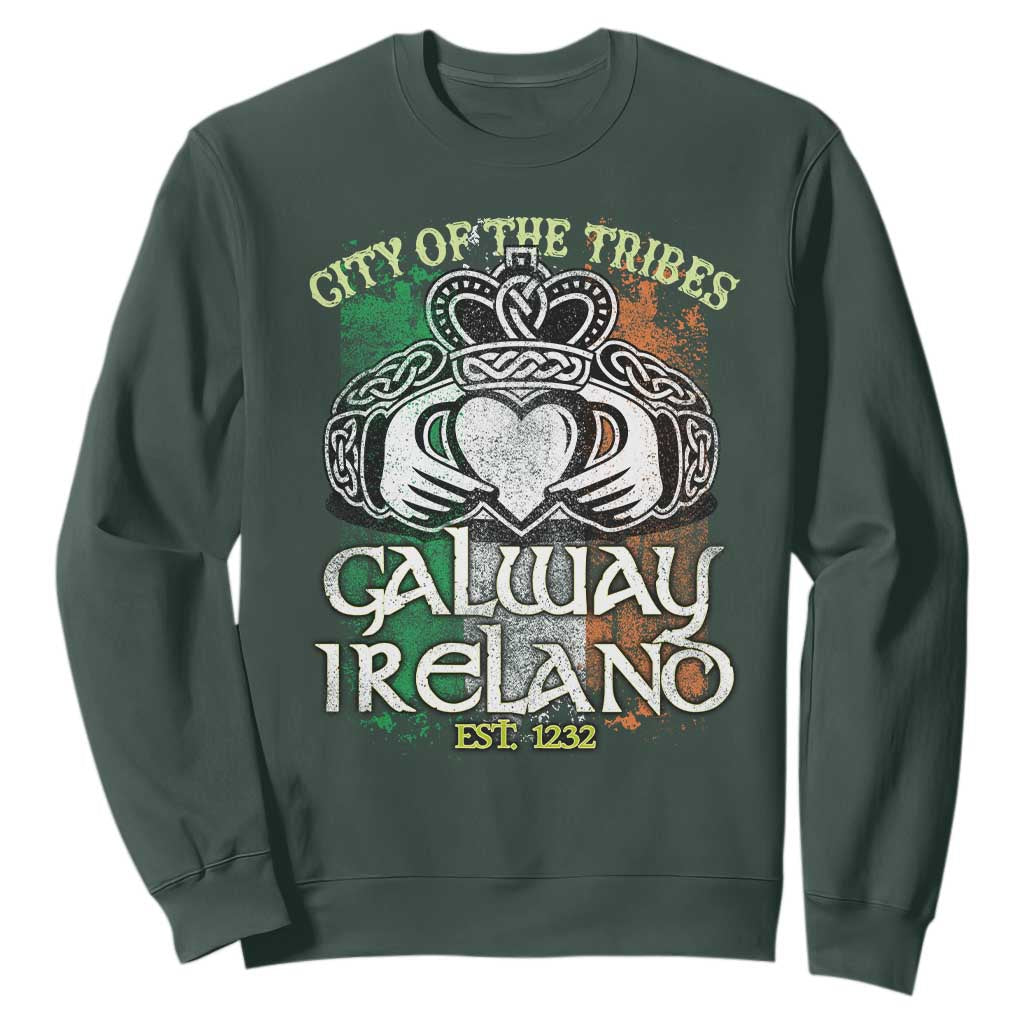 Galway Ireland Sweatshirt City Of The Tribes Est 1232 TS09 Dark Forest Green Print Your Wear