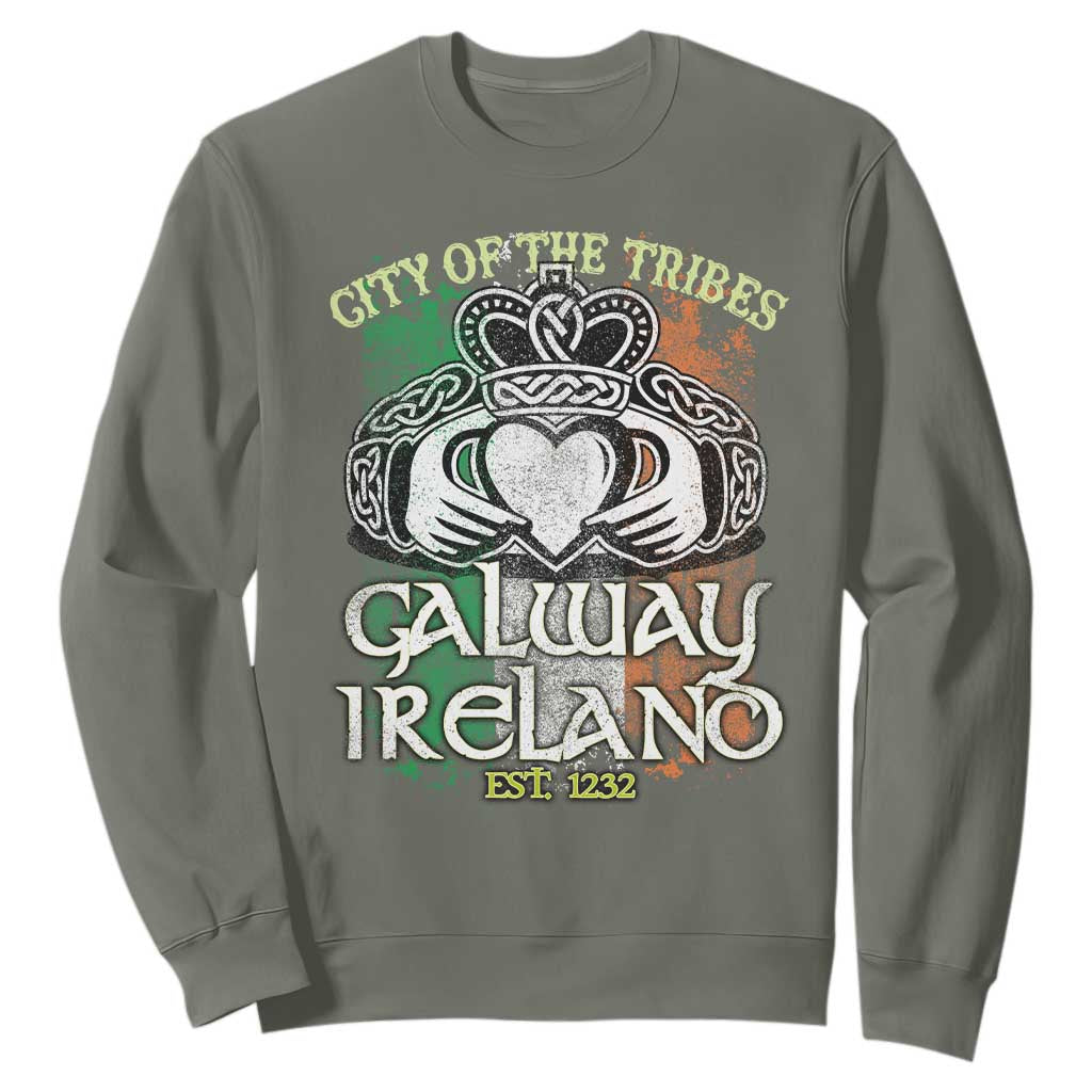 Galway Ireland Sweatshirt City Of The Tribes Est 1232 TS09 Military Green Print Your Wear