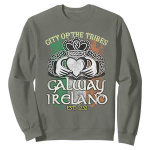 Galway Ireland Sweatshirt City Of The Tribes Est 1232 TS09 Military Green Print Your Wear