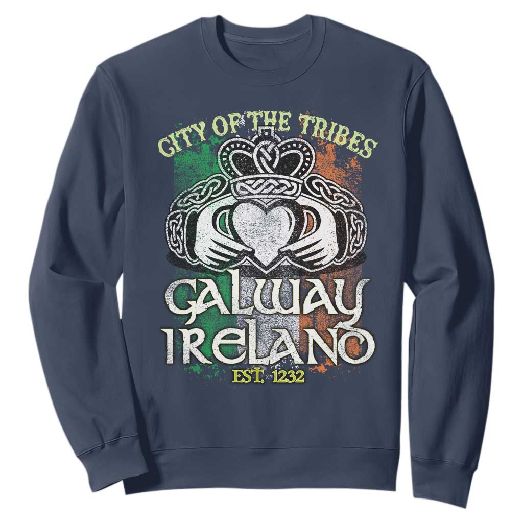 Galway Ireland Sweatshirt City Of The Tribes Est 1232 TS09 Navy Print Your Wear