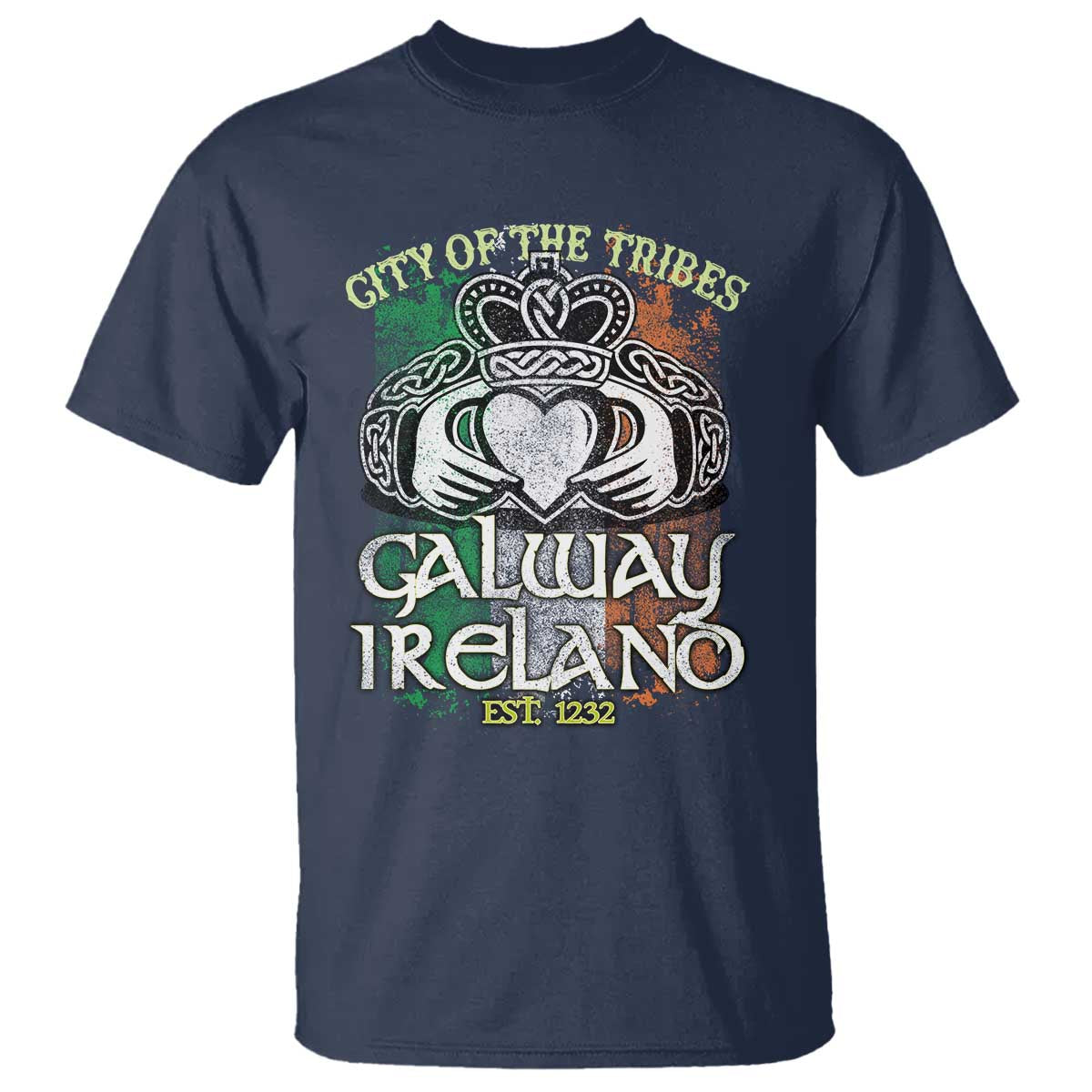 Galway Ireland T Shirt City Of The Tribes Est 1232 TS09 Navy Print Your Wear