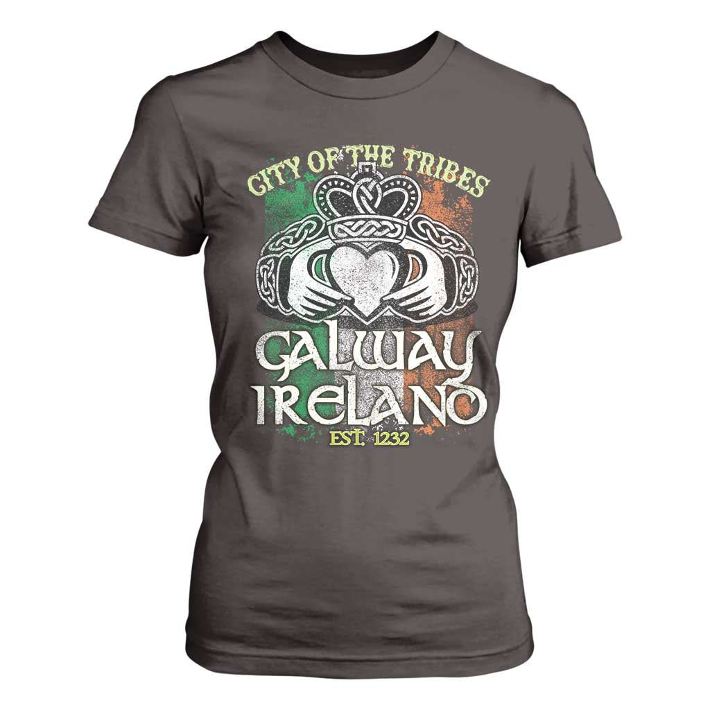 Galway Ireland T Shirt For Women City Of The Tribes Est 1232 TS09 Dark Chocolate Print Your Wear