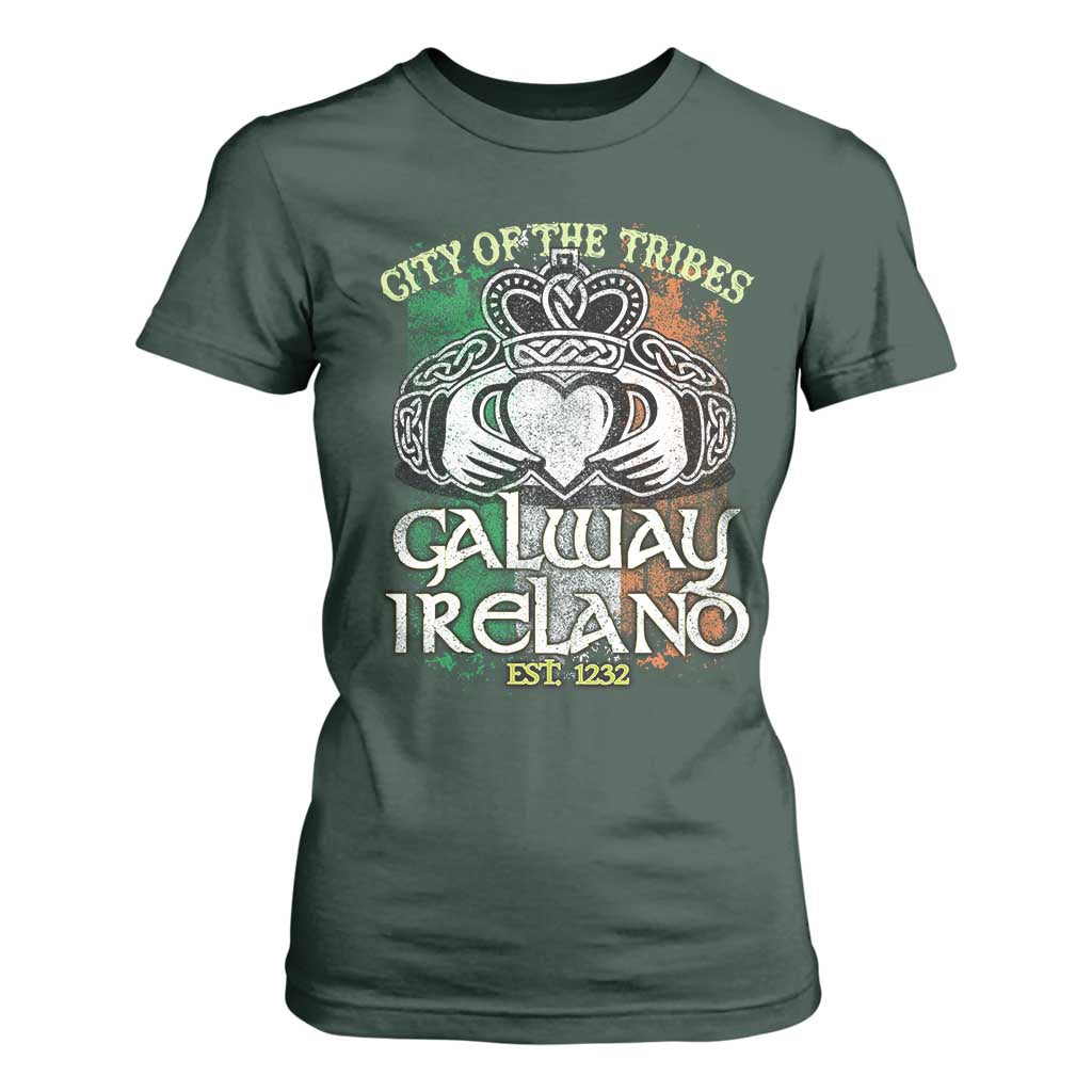 Galway Ireland T Shirt For Women City Of The Tribes Est 1232 TS09 Dark Forest Green Print Your Wear
