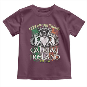 Galway Ireland Toddler T Shirt City Of The Tribes Est 1232 TS09 Maroon Print Your Wear