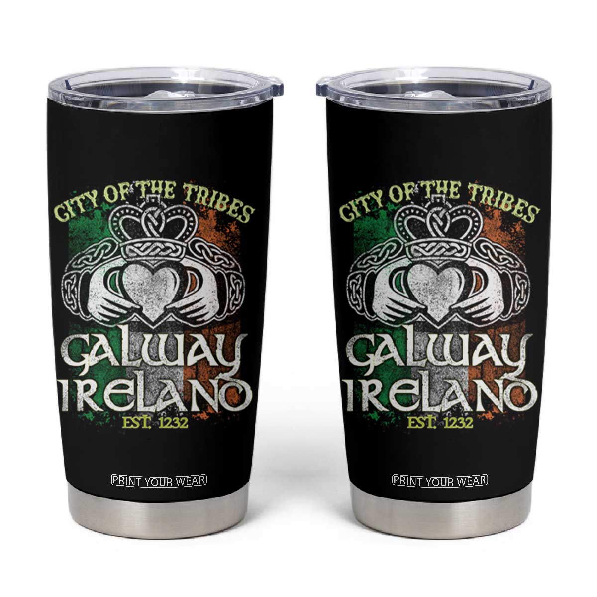 Galway Ireland Tumbler Cup City Of The Tribes Est 1232 TS09 Black Print Your Wear