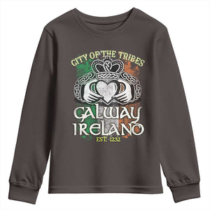 Galway Ireland Youth Sweatshirt City Of The Tribes Est 1232 TS09 Dark Chocolate Print Your Wear