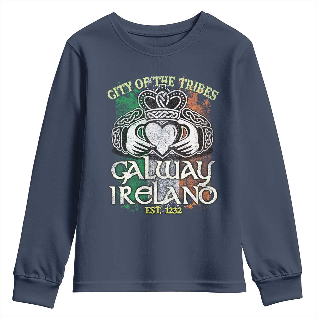 Galway Ireland Youth Sweatshirt City Of The Tribes Est 1232 TS09 Navy Print Your Wear
