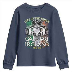 Galway Ireland Youth Sweatshirt City Of The Tribes Est 1232 TS09 Navy Print Your Wear