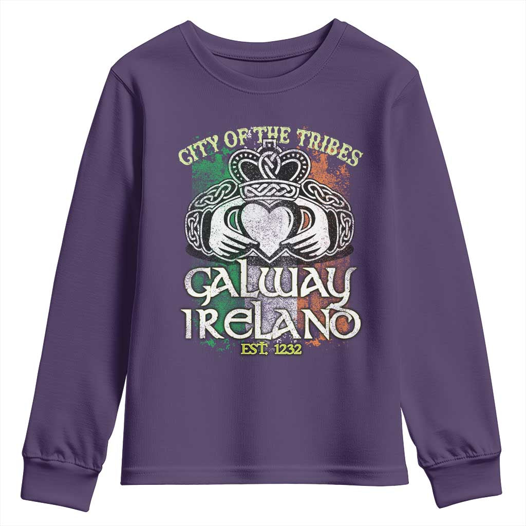 Galway Ireland Youth Sweatshirt City Of The Tribes Est 1232 TS09 Purple Print Your Wear
