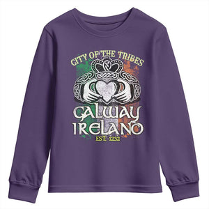 Galway Ireland Youth Sweatshirt City Of The Tribes Est 1232 TS09 Purple Print Your Wear