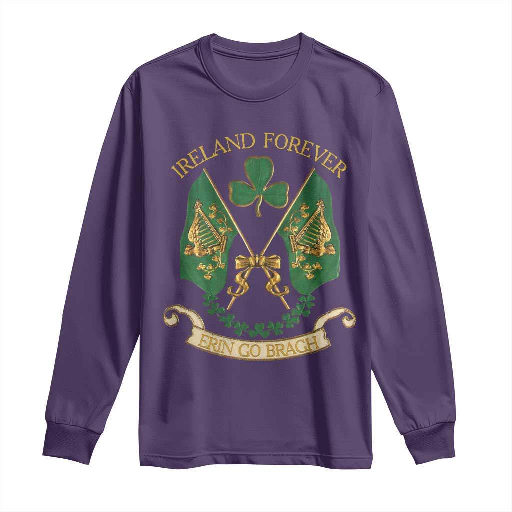 Irish Pride Long Sleeve Shirt Eirinn Go Brach Ireland Forever TS09 Purple Print Your Wear