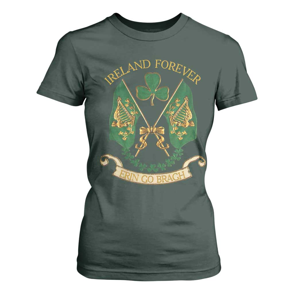 Irish Pride T Shirt For Women Eirinn Go Brach Ireland Forever TS09 Dark Forest Green Print Your Wear