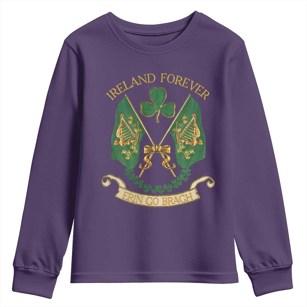 Irish Pride Youth Sweatshirt Eirinn Go Brach Ireland Forever TS09 Purple Print Your Wear