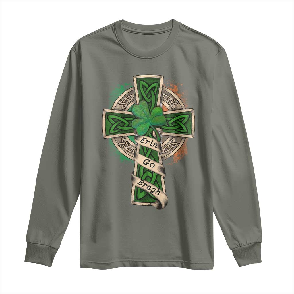 Irish Pride Long Sleeve Shirt Eirinn Go Brach Ireland For Ever TS09 Military Green Print Your Wear