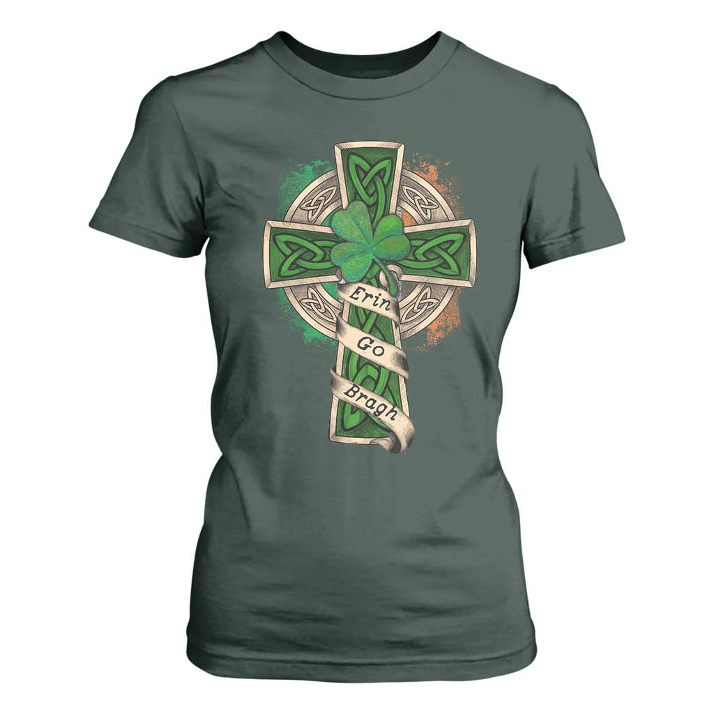 Irish Pride T Shirt For Women Eirinn Go Brach Ireland For Ever TS09 Dark Forest Green Print Your Wear