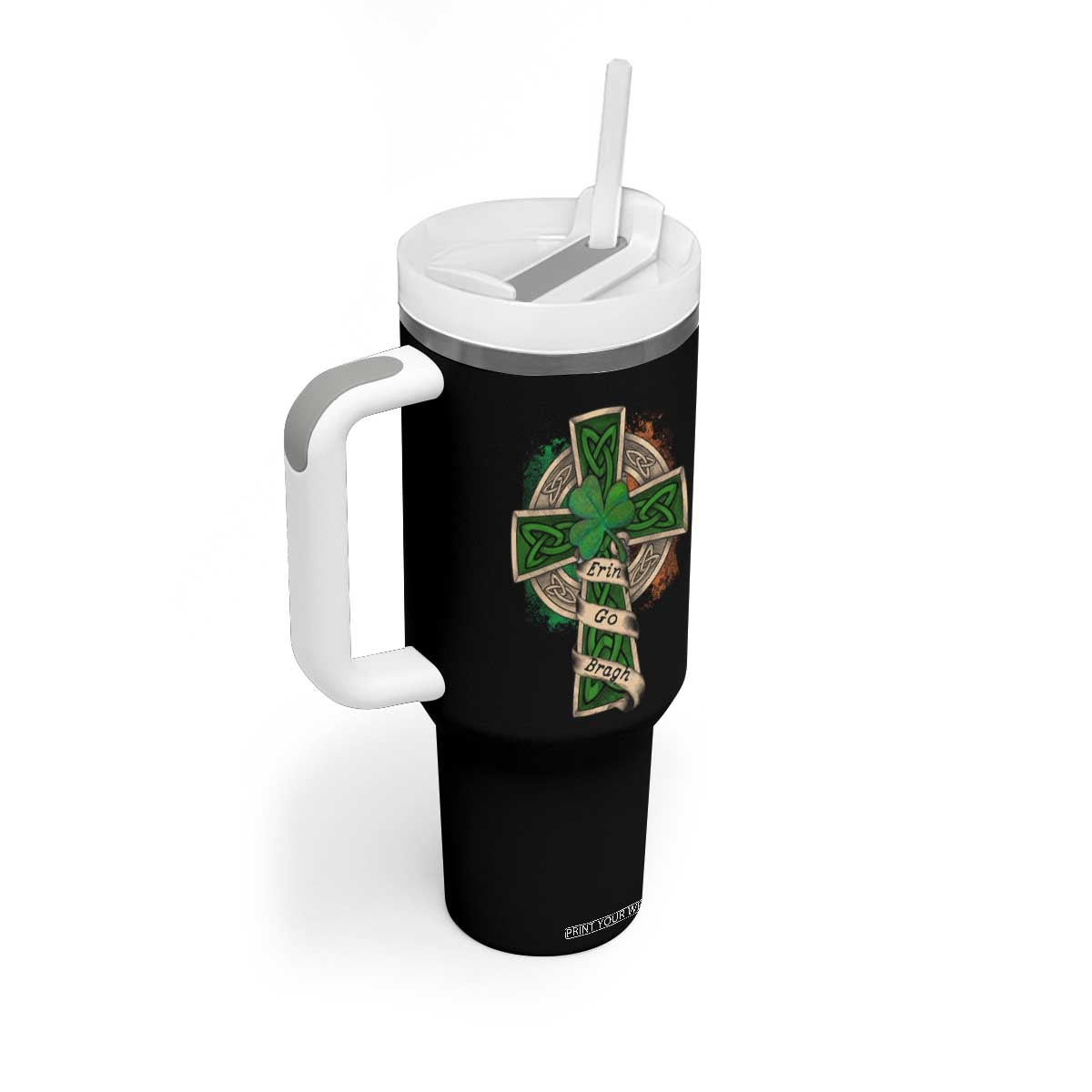 Irish Pride Tumbler With Handle Eirinn Go Brach Ireland For Ever TS09 Print Your Wear