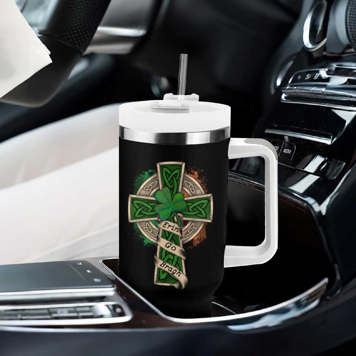 Irish Pride Tumbler With Handle Eirinn Go Brach Ireland For Ever TS09 Print Your Wear