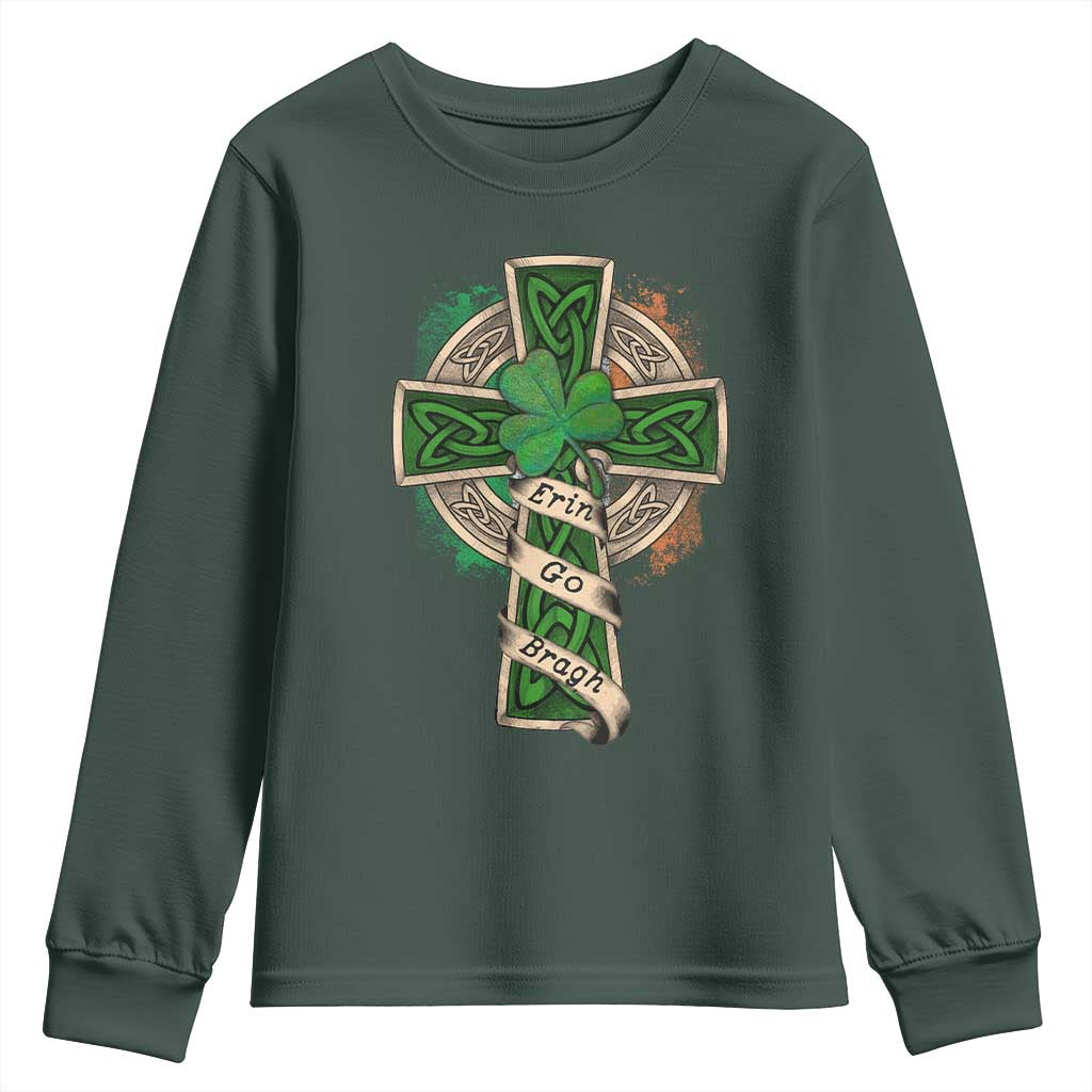 Irish Pride Youth Sweatshirt Eirinn Go Brach Ireland For Ever TS09 Dark Forest Green Print Your Wear