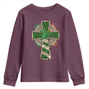 Irish Pride Youth Sweatshirt Eirinn Go Brach Ireland For Ever TS09 Maroon Print Your Wear