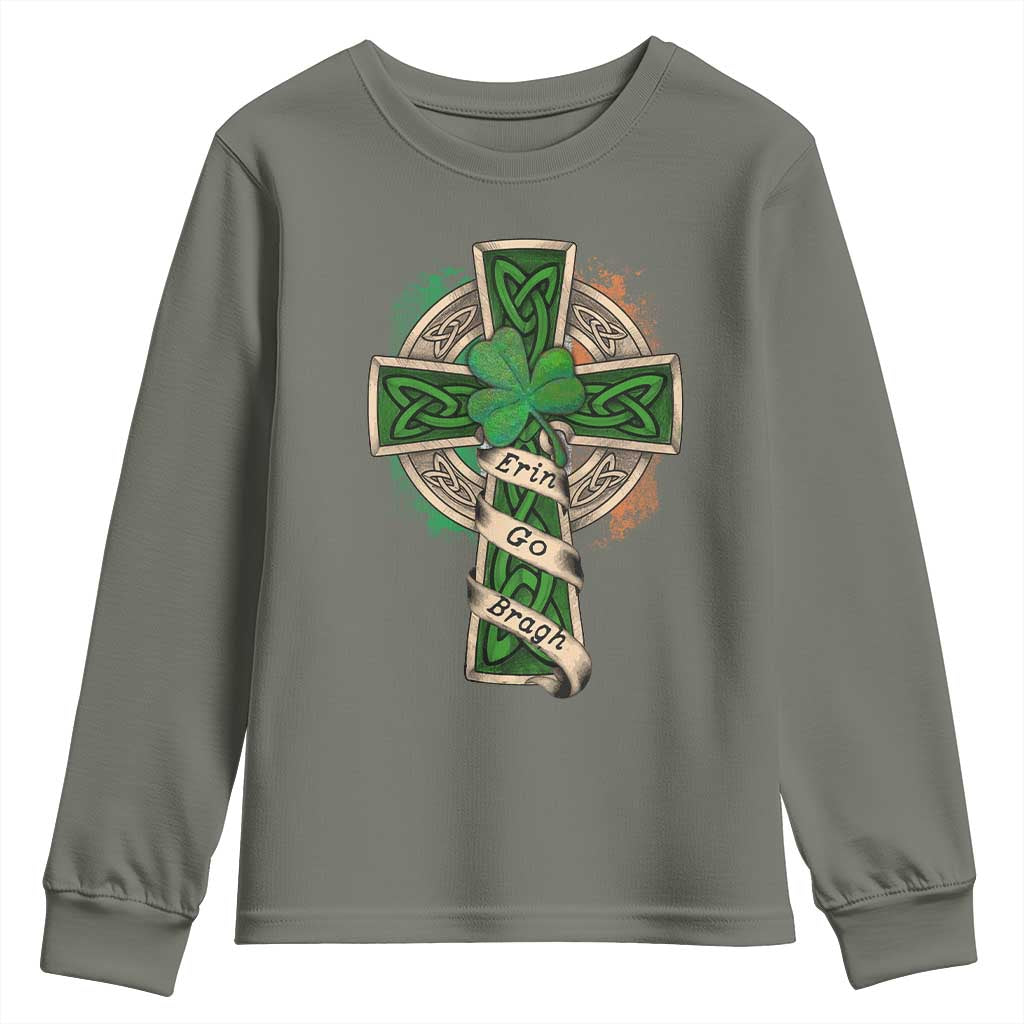 Irish Pride Youth Sweatshirt Eirinn Go Brach Ireland For Ever TS09 Military Green Print Your Wear