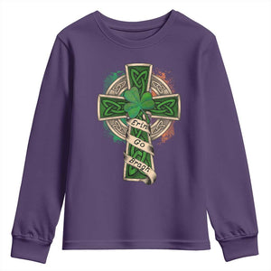 Irish Pride Youth Sweatshirt Eirinn Go Brach Ireland For Ever TS09 Purple Print Your Wear