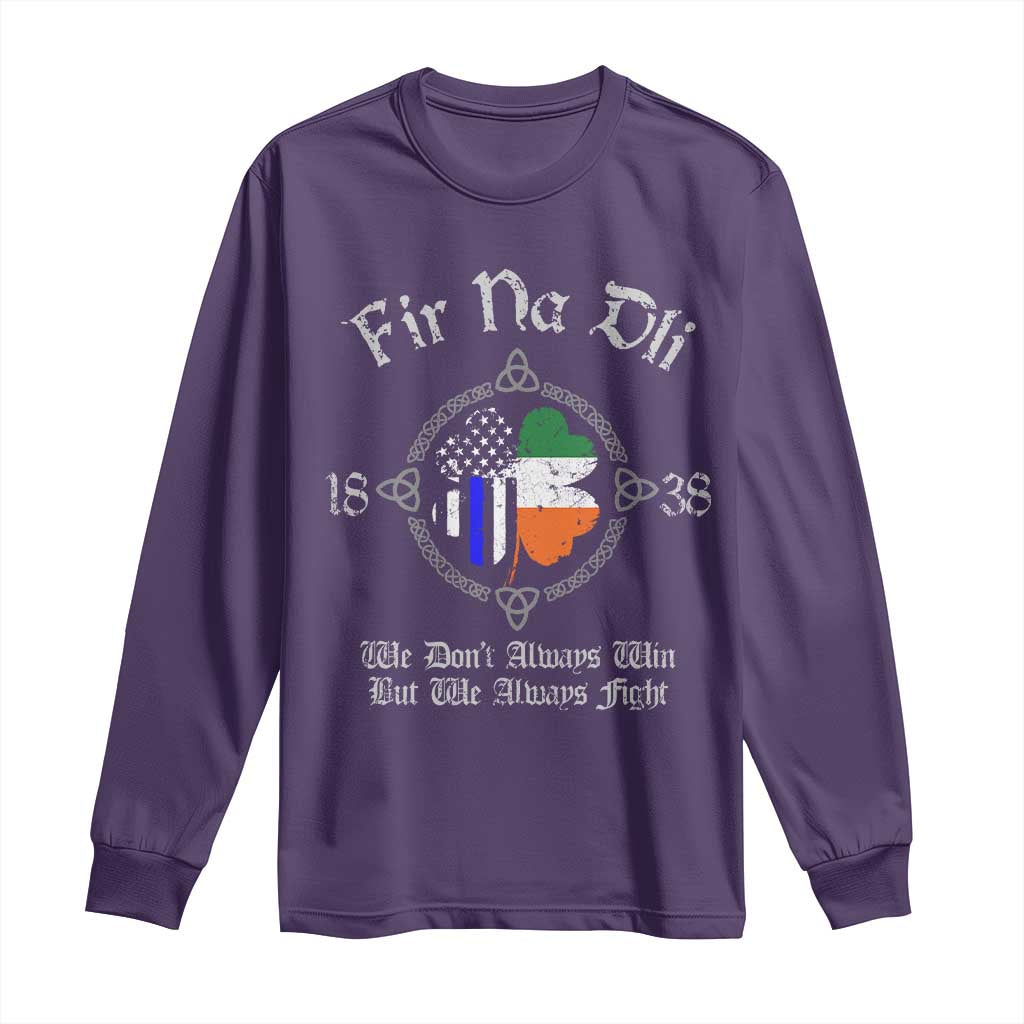 Irish Pride Long Sleeve Shirt Fir Na Dli Men Of Law Shamrock American Irish Flag TS09 Purple Print Your Wear