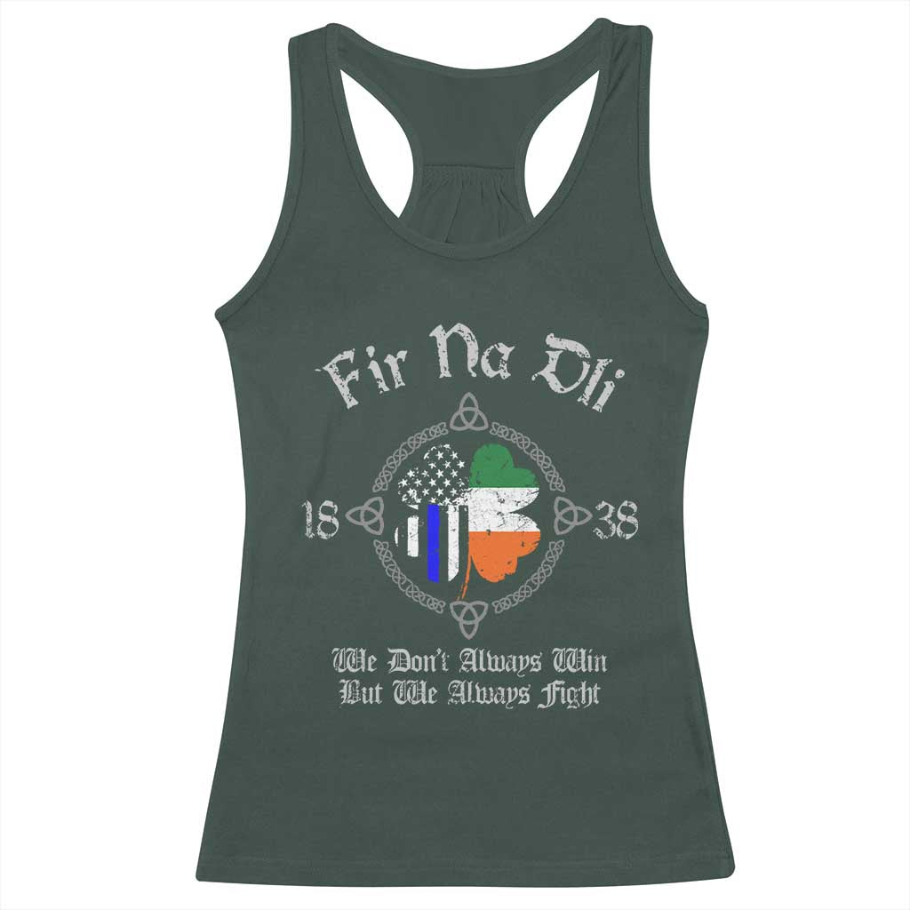 Irish Pride Racerback Tank Top Fir Na Dli Men Of Law Shamrock American Irish Flag TS09 Dark Forest Green Print Your Wear