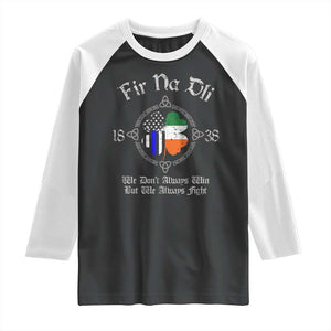 Irish Pride Raglan Shirt Fir Na Dli Men Of Law Shamrock American Irish Flag TS09 Black White Print Your Wear